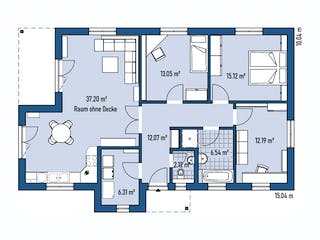 Fertighaus BUNGALOW B88-150-G von EBH Haus Schlüsselfertig ab 258200€, Bungalow Grundriss 1