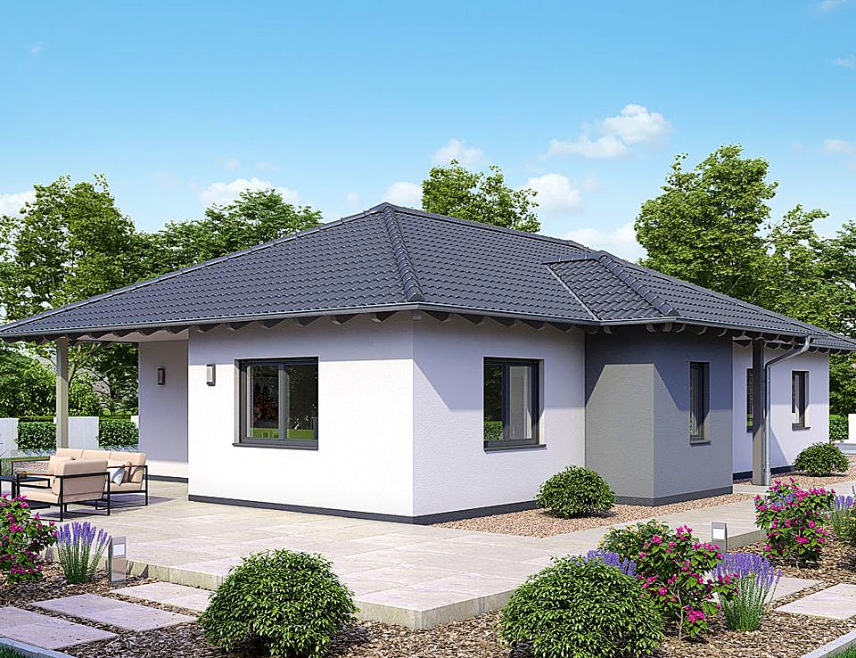Fertighaus BUNGALOW B88-150-TE von EBH Haus Schlüsselfertig ab 248700€, Bungalow Außenansicht 2