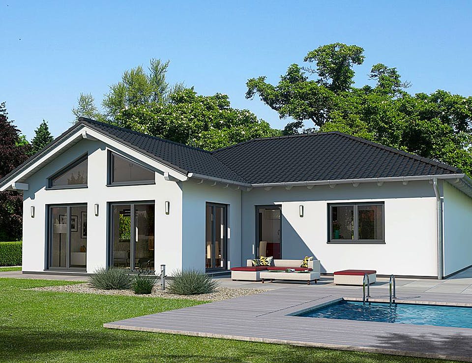 Fertighaus BUNGALOW B94-130-G von EBH Haus Schlüsselfertig ab 266900€, Bungalow Außenansicht 1