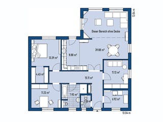 Fertighaus BUNGALOW B94-130-G von EBH Haus Schlüsselfertig ab 277400€, Bungalow Grundriss 1