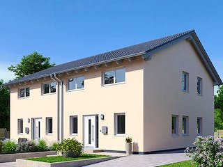 Fertighaus ZWEIFAMILIENHAUS D106-137-SD von EBH Haus Schlüsselfertig ab 491700€, Satteldach-Klassiker Außenansicht 1