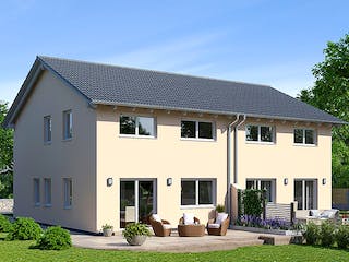 Fertighaus ZWEIFAMILIENHAUS D106-137-SD von EBH Haus Schlüsselfertig ab 491700€, Satteldach-Klassiker Außenansicht 2