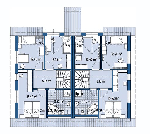 Fertighaus ZWEIFAMILIENHAUS D106-139-2G von EBH Haus Schlüsselfertig ab 543500€, Satteldach-Klassiker Grundriss 2