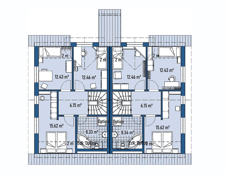 Fertighaus ZWEIFAMILIENHAUS D106-139-2G von EBH Haus Schlüsselfertig ab 550700€, Satteldach-Klassiker Grundriss 2