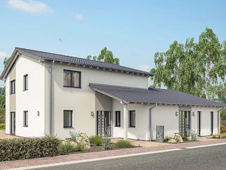 Fertighaus ZWEIFAMILIENHAUS D138-157 von EBH Haus Schlüsselfertig ab 492800€, Satteldach-Klassiker Außenansicht 2