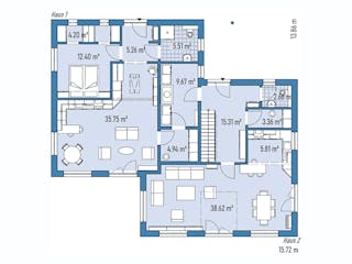 Fertighaus ZWEIFAMILIENHAUS D138-157 von EBH Haus Schlüsselfertig ab 492800€, Satteldach-Klassiker Grundriss 1