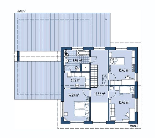 Fertighaus ZWEIFAMILIENHAUS D138-157 von EBH Haus Schlüsselfertig ab 432500€, Satteldach-Klassiker Grundriss 2