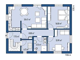 Fertighaus ZWEIFAMILIENHAUS D88-118-WD von EBH Haus Schlüsselfertig ab 368300€, Stadtvilla Grundriss 1