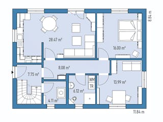 Fertighaus ZWEIFAMILIENHAUS D88-118-WD von EBH Haus Schlüsselfertig ab 383100€, Stadtvilla Grundriss 1