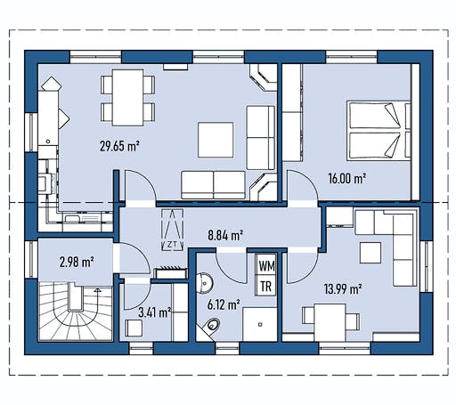 Fertighaus ZWEIFAMILIENHAUS D88-118-WD von EBH Haus Schlüsselfertig ab 343300€, Stadtvilla Grundriss 2