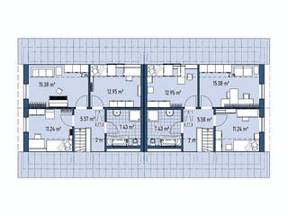Fertighaus ZWEIFAMILIENHAUS D94-186 von EBH Haus Schlüsselfertig ab 532300€, Satteldach-Klassiker Grundriss 2