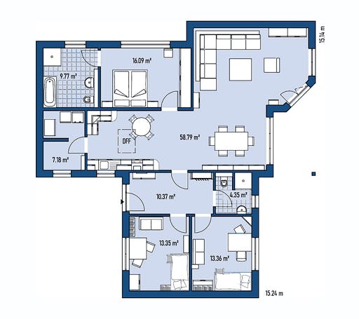 Fertighaus BUNGALOW EICHWALDE von EBH Haus Schlüsselfertig ab 284300€, Bungalow Grundriss 1