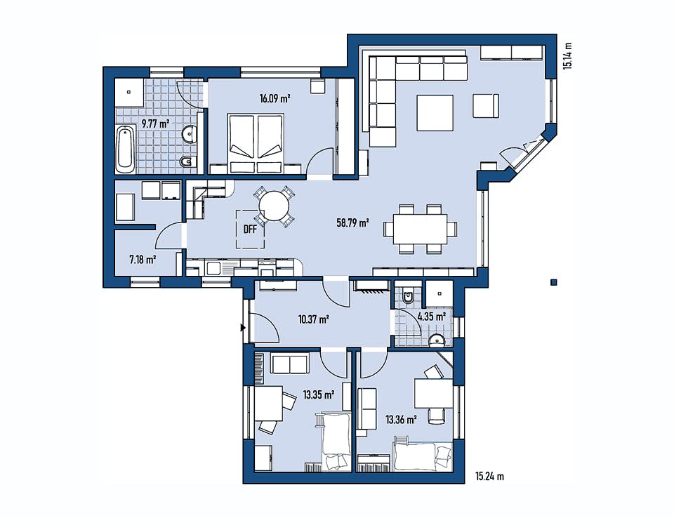 Fertighaus BUNGALOW EICHWALDE von EBH Haus Schlüsselfertig ab 290000€, Bungalow Grundriss 1