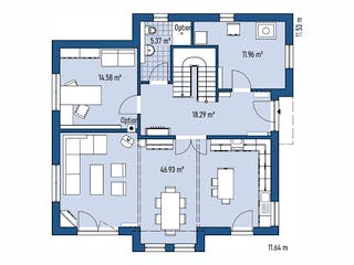Fertighaus HAUS GROSSBEEREN von EBH Haus Schlüsselfertig ab 362400€, Satteldach-Klassiker Grundriss 1