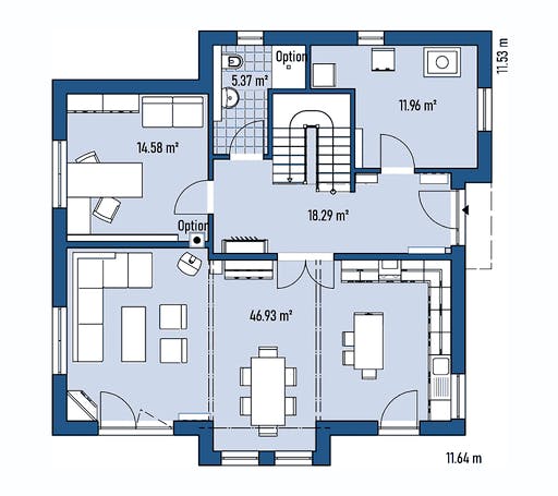 Fertighaus HAUS GROSSBEEREN von EBH Haus Schlüsselfertig ab 339700€, Satteldach-Klassiker Grundriss 1