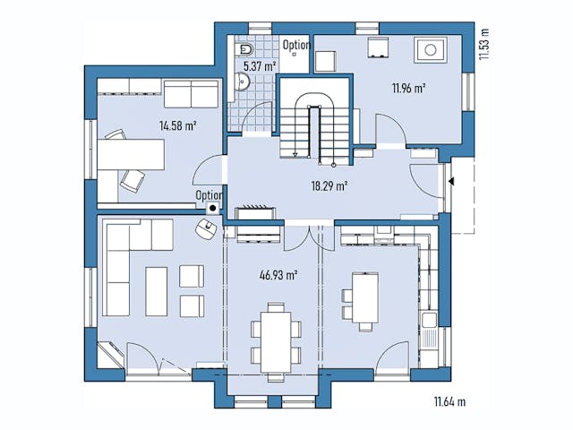 Fertighaus HAUS GROSSBEEREN von EBH Haus Schlüsselfertig ab 376900€, Satteldach-Klassiker Grundriss 1
