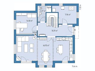 Fertighaus HAUS GROSSBEEREN von EBH Haus Schlüsselfertig ab 376900€, Satteldach-Klassiker Grundriss 1