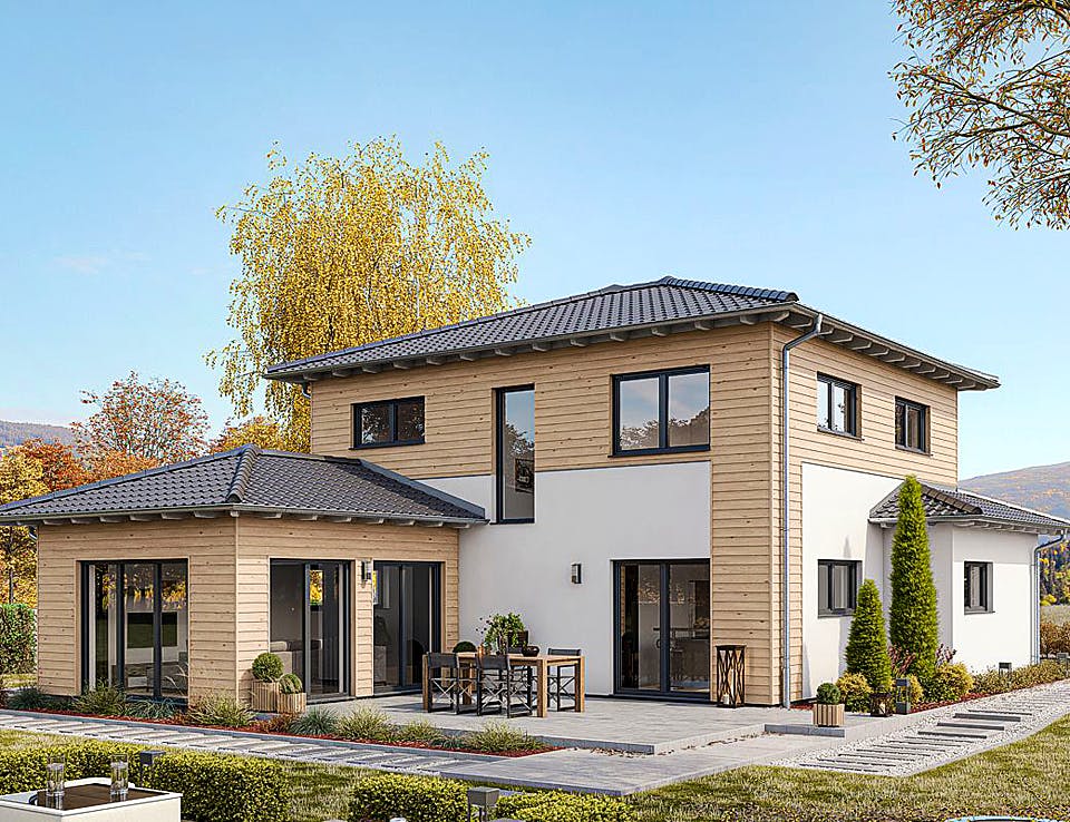 Fertighaus STADTVILLA LINDA von EBH Haus Schlüsselfertig ab 352200€, Stadtvilla Außenansicht 1