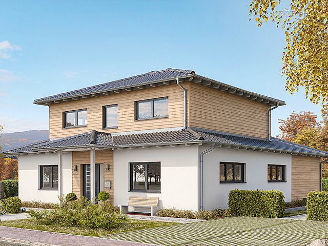 Fertighaus STADTVILLA LINDA von EBH Haus Schlüsselfertig ab 367000€, Stadtvilla Außenansicht 2