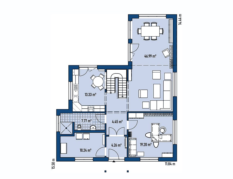 Fertighaus STADTVILLA LINDA von EBH Haus Schlüsselfertig ab 352200€, Stadtvilla Grundriss 1