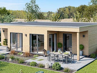 Fertighaus BUNGALOW F88-130 Var. Holz von EBH Haus Schlüsselfertig ab 267100€, Bungalow Außenansicht 1