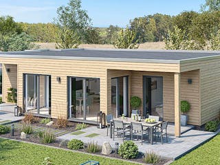 Fertighaus BUNGALOW F88-130 Var. Holz von EBH Haus Schlüsselfertig ab 277800€, Bungalow Außenansicht 1