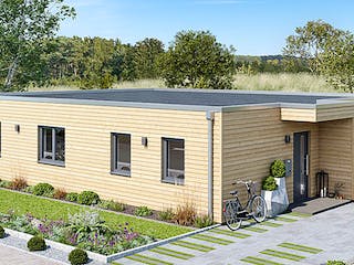 Fertighaus BUNGALOW F88-130 Var. Holz von EBH Haus Schlüsselfertig ab 267100€, Bungalow Außenansicht 2