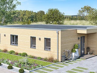 Fertighaus BUNGALOW F88-130 Var. Holz von EBH Haus Schlüsselfertig ab 277800€, Bungalow Außenansicht 2