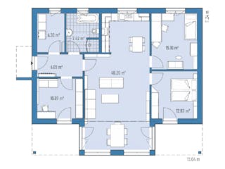 Fertighaus BUNGALOW F88-130 Var. Holz von EBH Haus Schlüsselfertig ab 277800€, Bungalow Grundriss 1