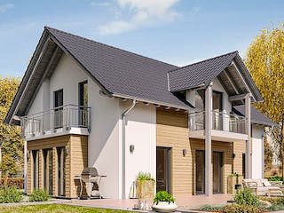 Fertighaus HAUS H82-106 von EBH Haus Schlüsselfertig ab 306600€, Satteldach-Klassiker Außenansicht 1