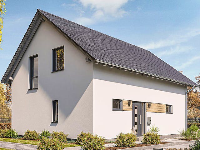 Fertighaus HAUS H82-106 von EBH Haus Schlüsselfertig ab 306600€, Satteldach-Klassiker Außenansicht 2