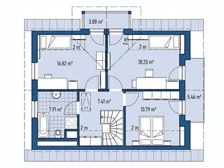 Fertighaus HAUS H82-106 von EBH Haus Schlüsselfertig ab 306600€, Satteldach-Klassiker Grundriss 2