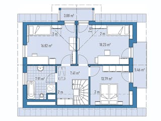 Fertighaus Einfamilienhaus H82-106 von EBH Haus Schlüsselfertig ab 328500€, Satteldach-Klassiker Grundriss 2
