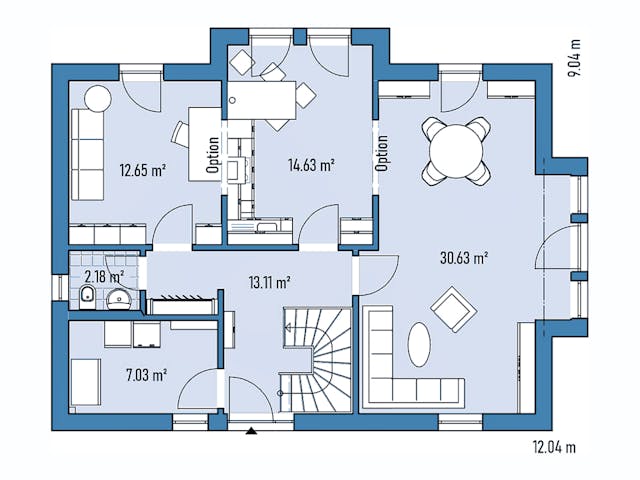 Fertighaus Einfamilienhaus H82-112 von EBH Haus Schlüsselfertig ab 339300€, Satteldach-Klassiker Grundriss 1