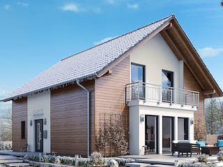 Fertighaus HAUS H88-112 von EBH Haus Schlüsselfertig ab 333500€, Satteldach-Klassiker Außenansicht 1