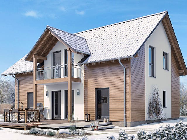 Fertighaus HAUS H88-112 von EBH Haus Schlüsselfertig ab 333500€, Satteldach-Klassiker Außenansicht 2