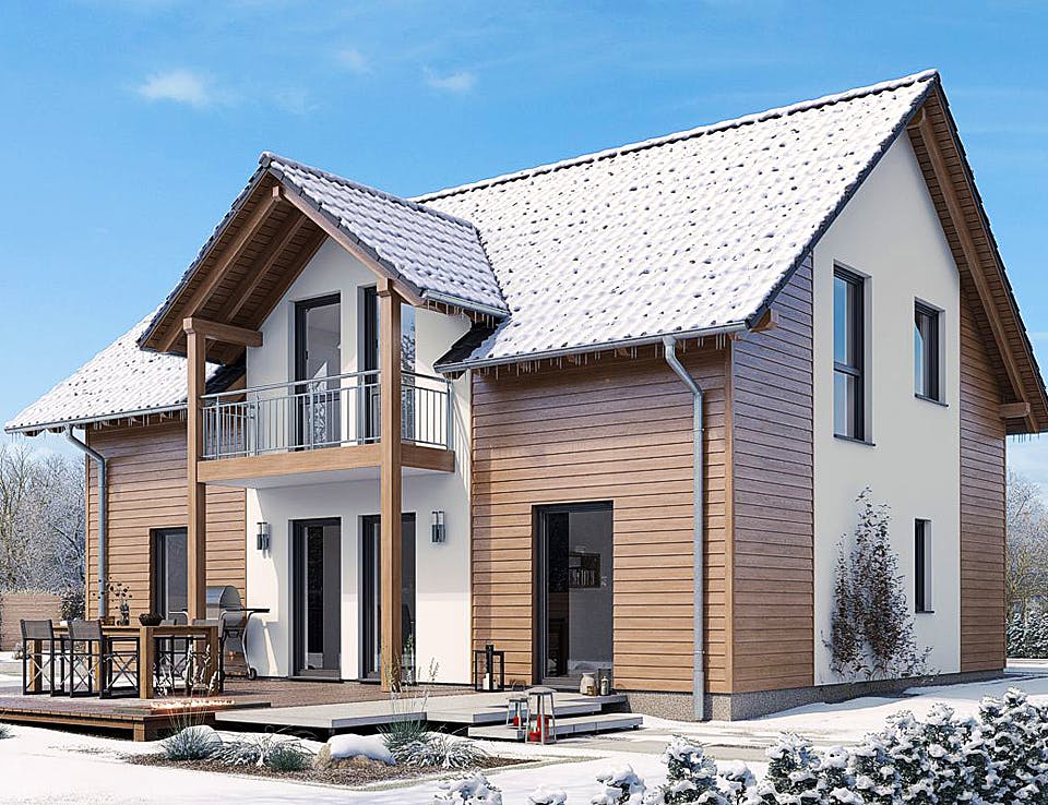 Fertighaus HAUS H88-112 von EBH Haus Schlüsselfertig ab 318700€, Satteldach-Klassiker Außenansicht 2