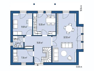 Fertighaus HAUS H88-112 von EBH Haus Schlüsselfertig ab 333500€, Satteldach-Klassiker Grundriss 1