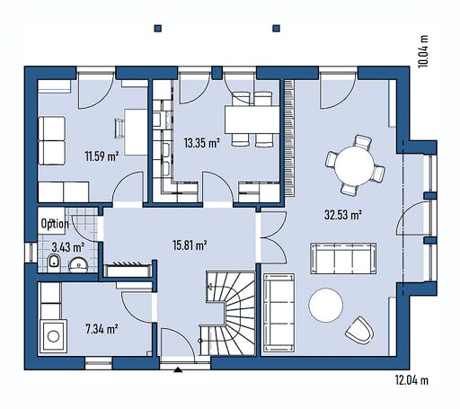 Fertighaus HAUS H88-112 von EBH Haus Schlüsselfertig ab 312100€, Satteldach-Klassiker Grundriss 1