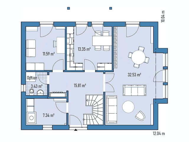 Fertighaus HAUS H88-112 von EBH Haus Schlüsselfertig ab 346900€, Satteldach-Klassiker Grundriss 1 Fertighaus HAUS H88-112 von EBH Haus Schlüsselfertig ab 346900€, Satteldach-Klassiker Grundriss 1