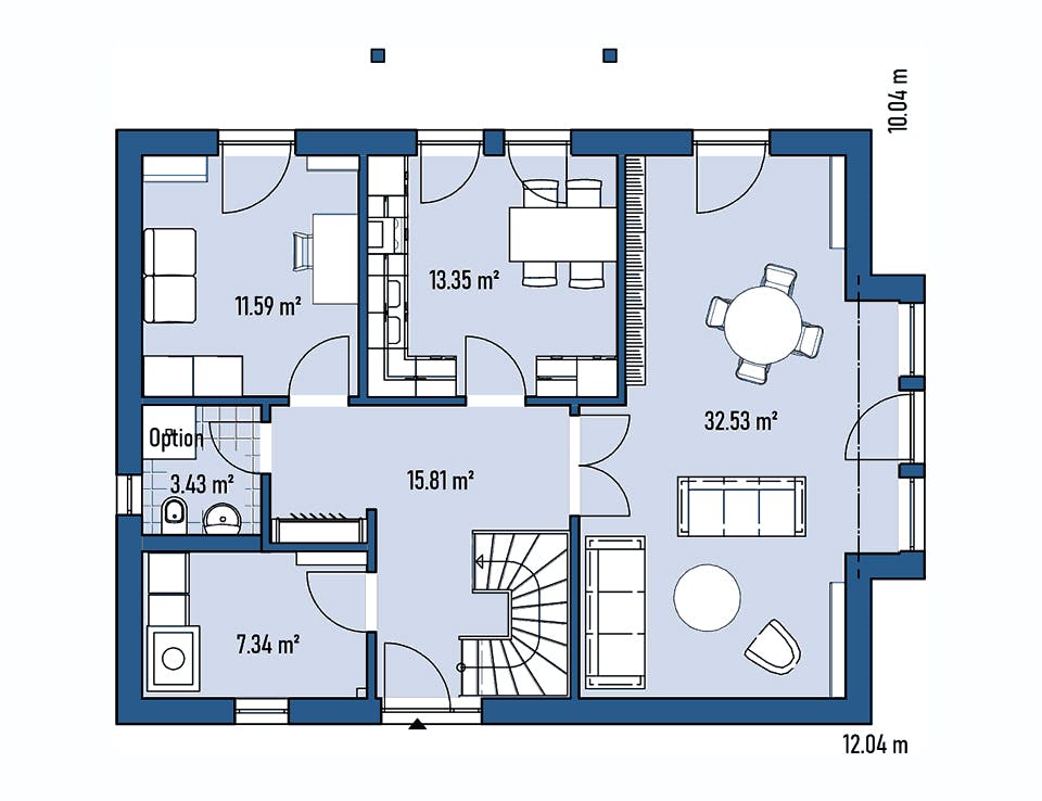 Fertighaus HAUS H88-112 von EBH Haus Schlüsselfertig ab 318700€, Satteldach-Klassiker Grundriss 1
