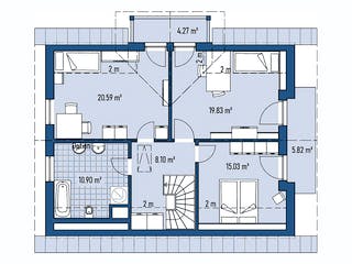 Fertighaus HAUS H88-112 von EBH Haus Schlüsselfertig ab 333500€, Satteldach-Klassiker Grundriss 2