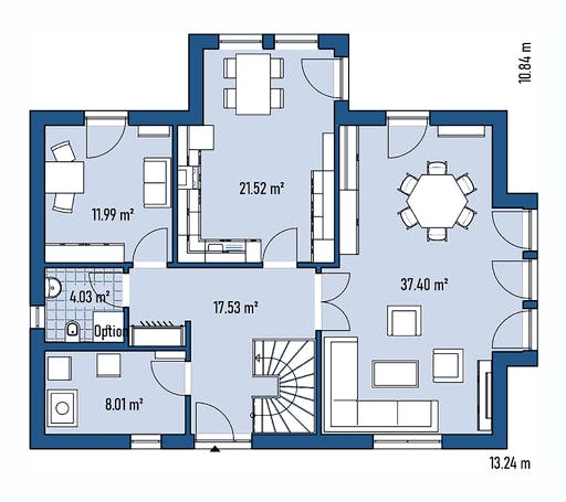 Fertighaus HAUS H88-124-V1 von EBH Haus Schlüsselfertig ab 349600€, Satteldach-Klassiker Grundriss 1