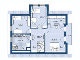 Fertighaus HAUS H88-124-V1 von EBH Haus Schlüsselfertig ab 369100€, Satteldach-Klassiker Grundriss 2