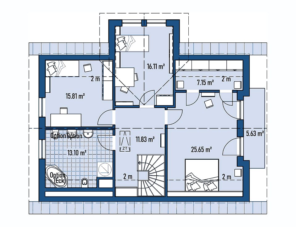Fertighaus HAUS H88-124-V1 von EBH Haus Schlüsselfertig ab 356600€, Satteldach-Klassiker Grundriss 2