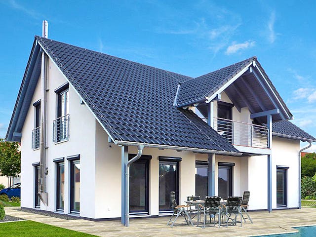 Fertighaus HAUS H88-124-V2 von EBH Haus Schlüsselfertig ab 378700€, Satteldach-Klassiker Außenansicht 1
