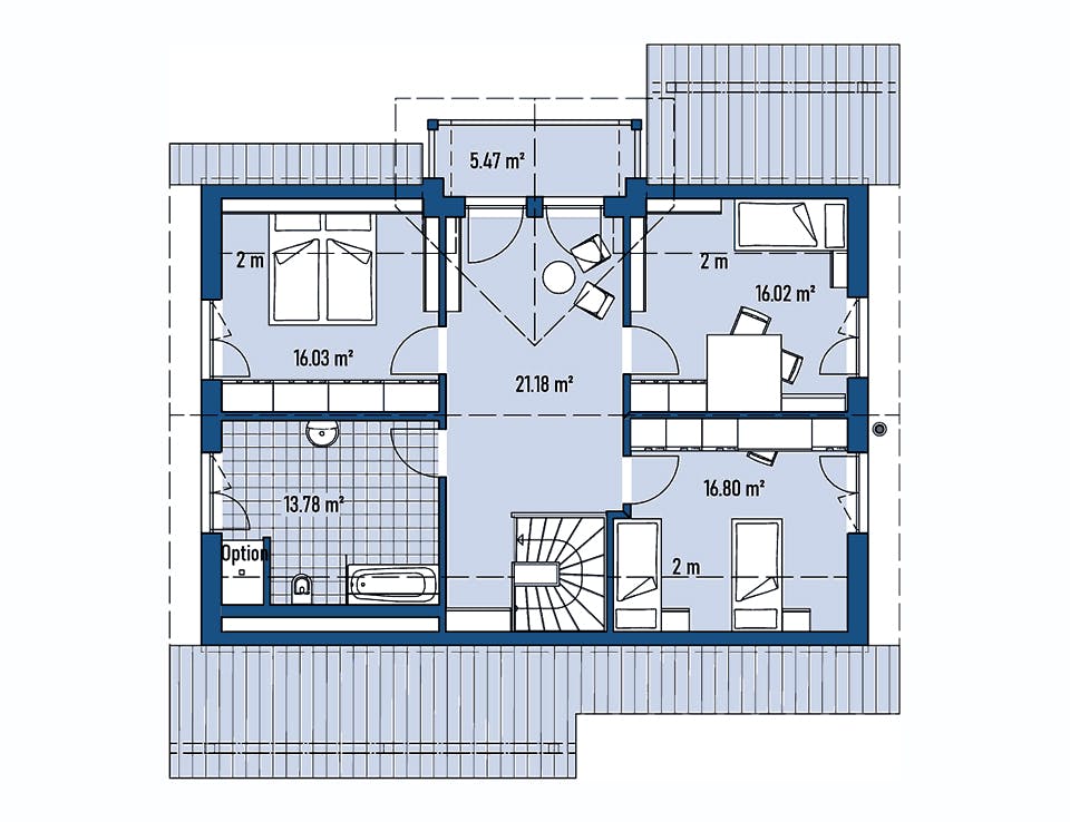 Fertighaus HAUS H88-124-V2 von EBH Haus Schlüsselfertig ab 344300€, Satteldach-Klassiker Grundriss 2