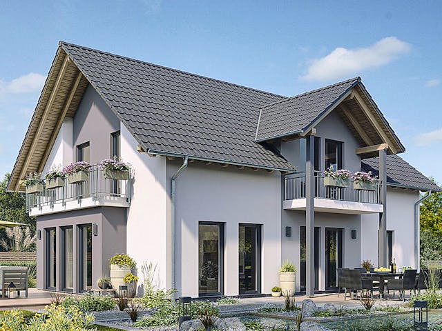 Fertighaus Einfamilienhaus H94-118 von EBH Haus Schlüsselfertig ab 397000€, Satteldach-Klassiker Außenansicht 1