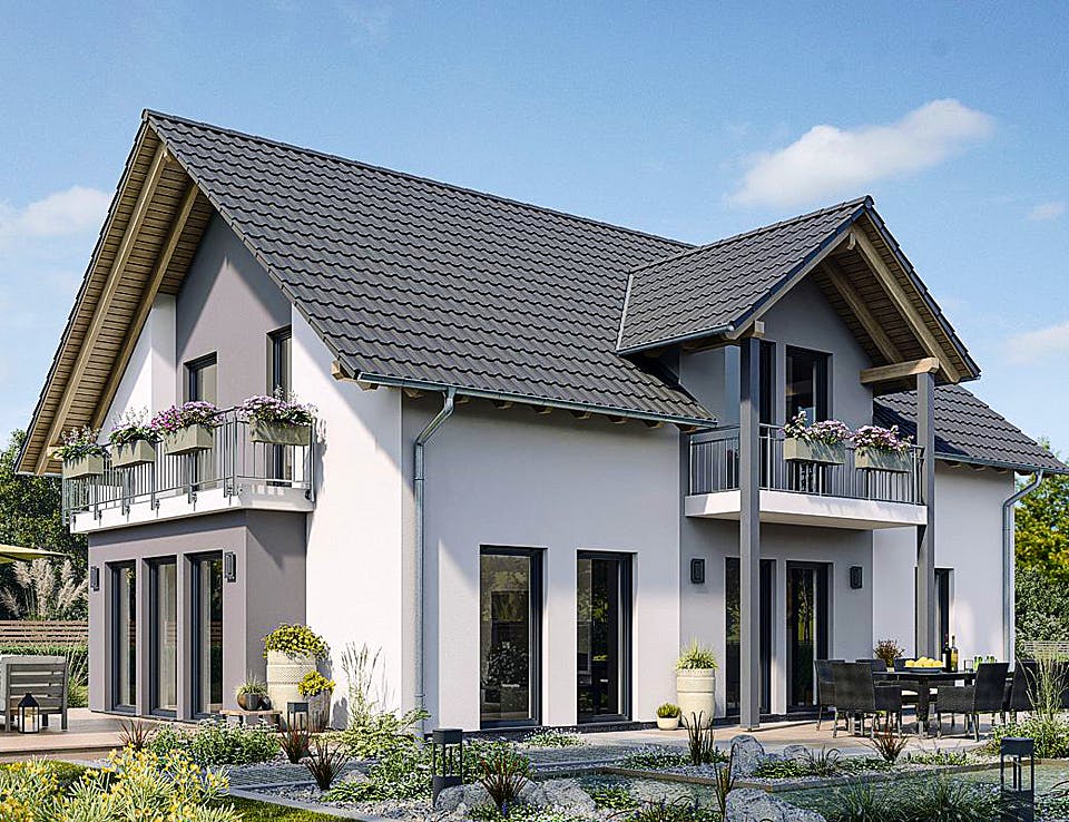 Fertighaus HAUS H94-118 von EBH Haus Schlüsselfertig ab 355100€, Satteldach-Klassiker Außenansicht 1