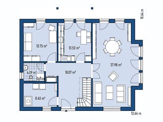 Fertighaus HAUS H94-118 von EBH Haus Schlüsselfertig ab 370500€, Satteldach-Klassiker Grundriss 1